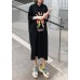 Beautiful o neck short sleeve cotton clothes fine Runway black long Dresses Summer