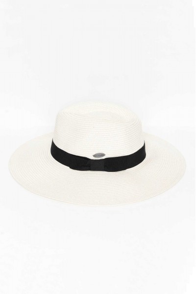 Fiona Ivory Black Wide Brim Travel Fedora