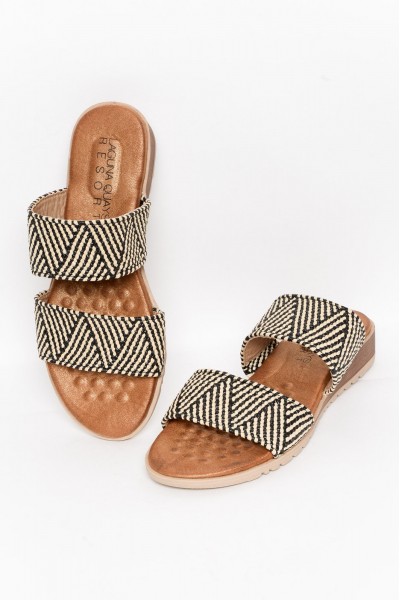 Mister Black Geometric Raffia Slide