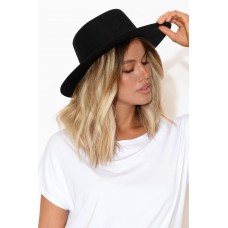 Edie Black Wide Brim Hat