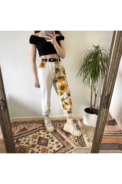 women's sunflower pattern trousers  HE1511-03-01