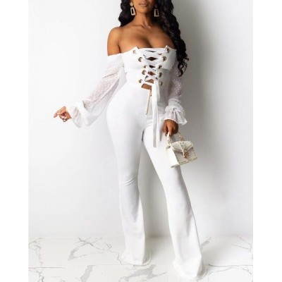 Button up flip collar micro flared pants jumpsuit HF3111-01-01 Button up flip collar micro flared pants jumpsuit HF3111-01-01