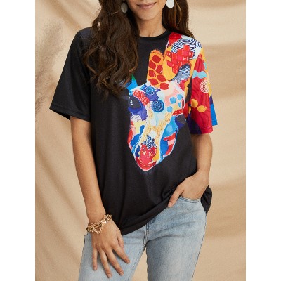 Women's retro printed trendy tops HF1212-02-01 Women's retro printed trendy tops HF1212-02-01