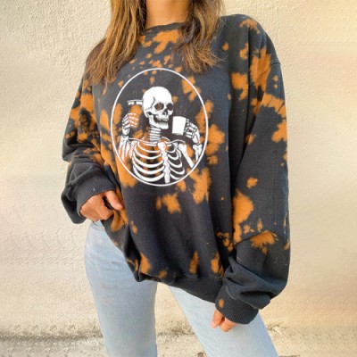 Women's printed long sleeve fleece sweatshirt HF1305-03-02 Women's printed long sleeve fleece sweatshirt HF1305-03-02