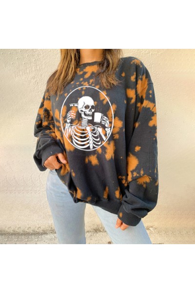 Women's printed long sleeve fleece sweatshirt HF1305-03-02