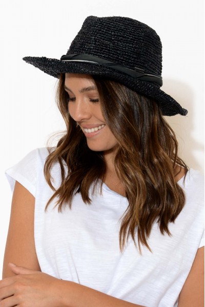 Freya Black Raffia Cowboy Hat
