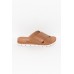 Loui Tan Leather Cross Over Slide